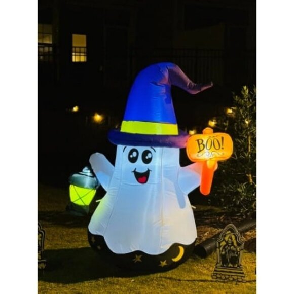 5 FT Halloween Inflatables Ghost Outdoor Decorations Blow Up Yard Cute Wizard